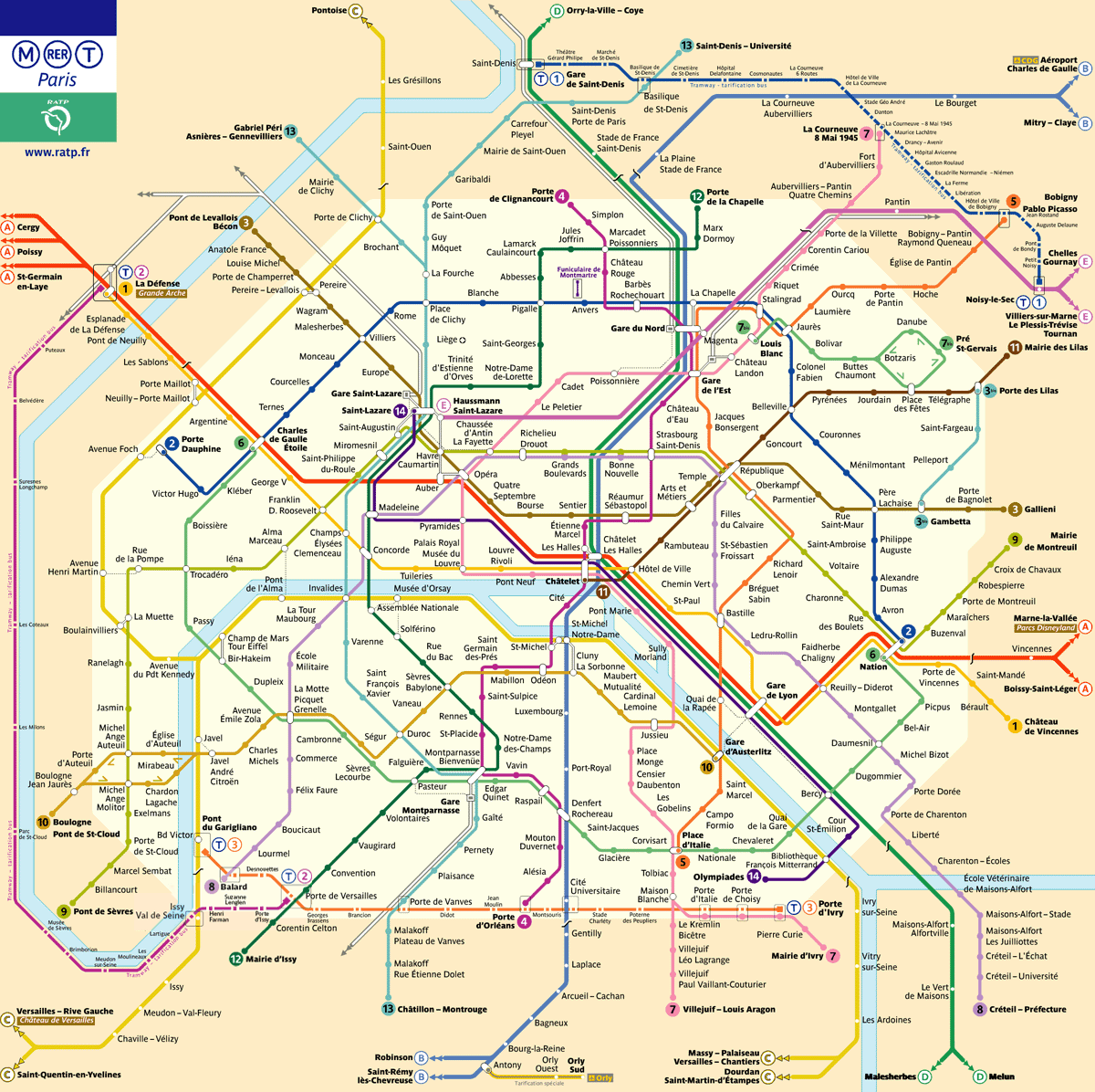 RATP-féle Párizs térkép
