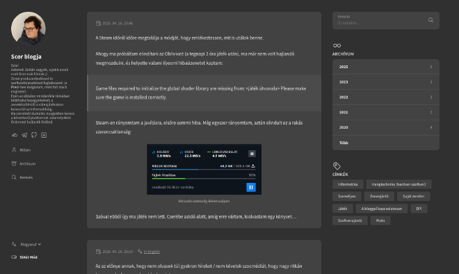 Screenshot of the old site using the Stack theme